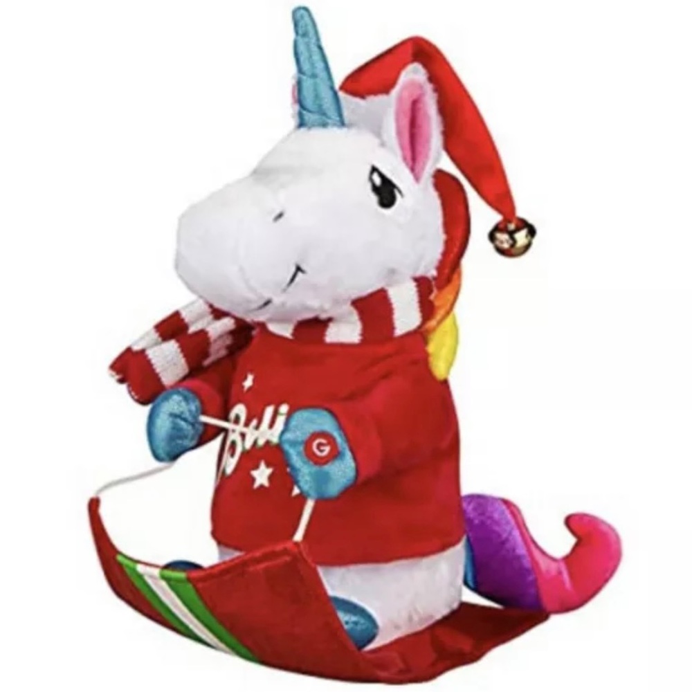 Holiday Singing Animated Unicorn on Sled CHER Toy